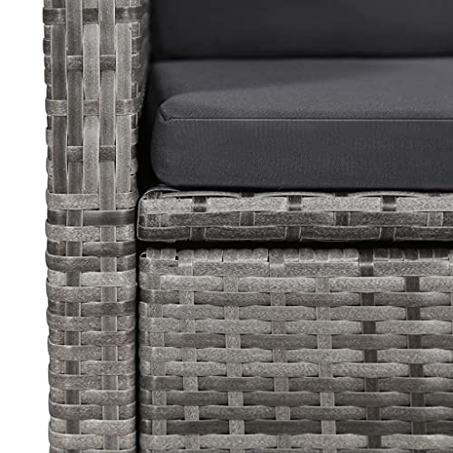 Reclining Patio Chairs 2 Pcs With Cushions,Outdoor Patio Furniture,Outdoor Couch,Outdoor Dining Chairs,Lounge Chairs,Balcony Chairs,Patio Conversation Sets,For Balcony,Porch, Poly Rattan Gray #TOP3