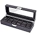 Produktbild Uhrenbox Uhren Box Schmuck Schmuckkasten: Aufbewahrungsbox Uhrenkasten für Watch Herren Damen - Travel Leder Schwarz Aufbewahrung Organizer Uhrenschatulle Holder - 6 Grids Uhrenständer Uhrbox Ständer