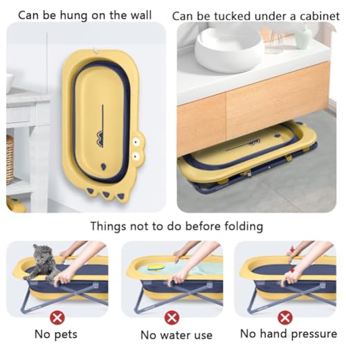 HONGXIAQRP Folding Pet Bathtub with Water Drain Plug Small Pets Portable Bath Tub for Puppy Small Dogs Cats Portable & Space Saving Design - Thumbnail 6