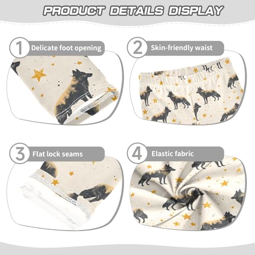 Retro Wolf Prints Girls Leggings Soft Comfortable Athletic Leggings Dancing Pants for 4-10 Years3