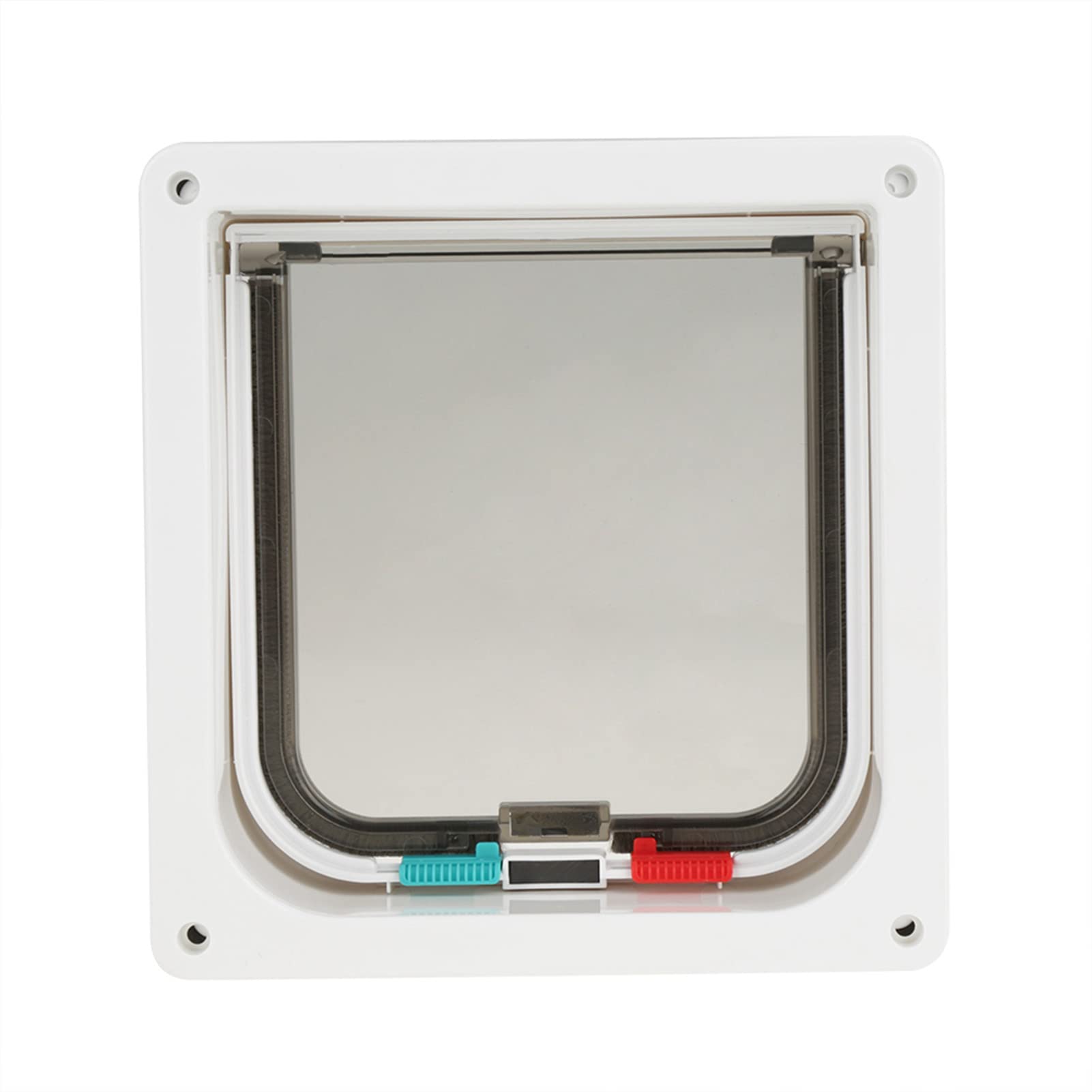 Wakects Petite Porte pour Animaux de Compagnie Chatière à Verrouillage pour Chat et Chien à 4 Voies avec Tunnel Cache Découpe Porte de Chat Blanc 25 x 23.5 cm