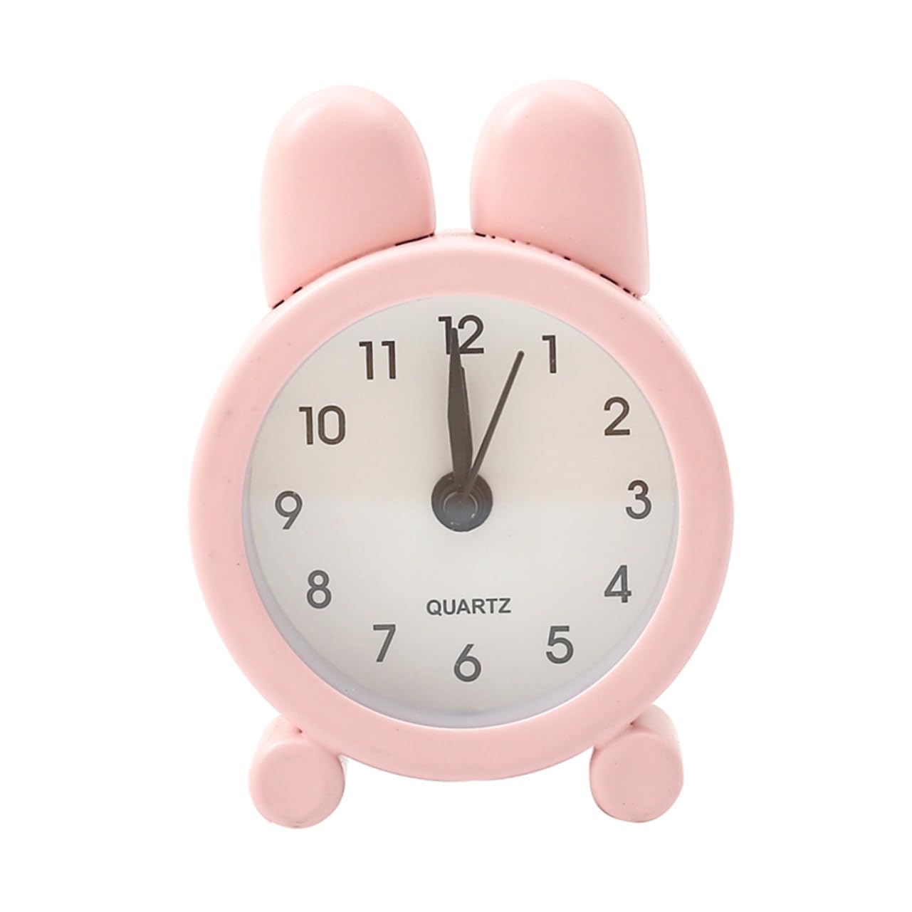 NUOBESTY Pink Metal Rabbit Ear Bedside Alarm Clock Silent Non-Ticking Simple Analog Desktop Clock for Students Home Dorm