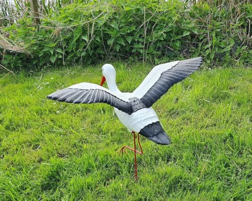 Cigogne Volante de Jardin H 75cm - Statue Décorative Extérieure en Métal - 4