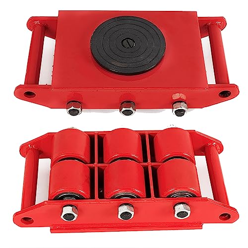 Patines de máquina resistentes 8T de 17500 libras con rotación de 360° y 6 ruedas de rodillo para equipos de movimiento industrial