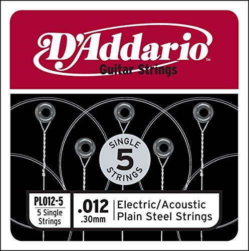 Image of D'Addario PL012-5 Plain Steel Guitar Single String.012 5-pack