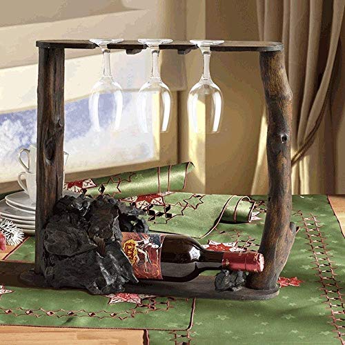 Soporte para botellas de vino de madera sólida 42x11x37 cm miniatura 6
