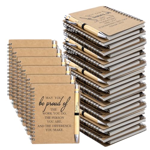 Kegeeei 16 Sets Employee Appreciation Gifts Bulk, Inspirational Spiral Notebooks with Motivational Bamboo Pens, Small Notepads for Coworkers, Teacher, Volunteer, Nurse, Staff, Team