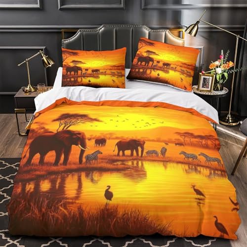 Housse de couette éléphant d'Afrique imprimé 3D avec microfibre douce