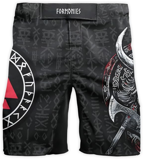 Viking Men's Fight Short MMA BJJ Training No Gi Grappling Shorts Trunks Fight Wear with Drawstring