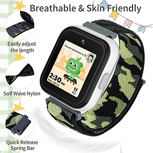 Polyjoy 2 Pack Replacement Band Compatible With Syncup Kids Watch / Gizmo Watch 3/2/1, Hook & Loop Bands For T-Mobile Sync Up Watch, Soft Nylon Accessories For Boy Girl - Black +Armygreen #TOP2