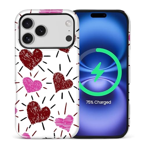 Coque iPhone 17 Pro MagSafe robuste motif mignon graffiti contre les rayures