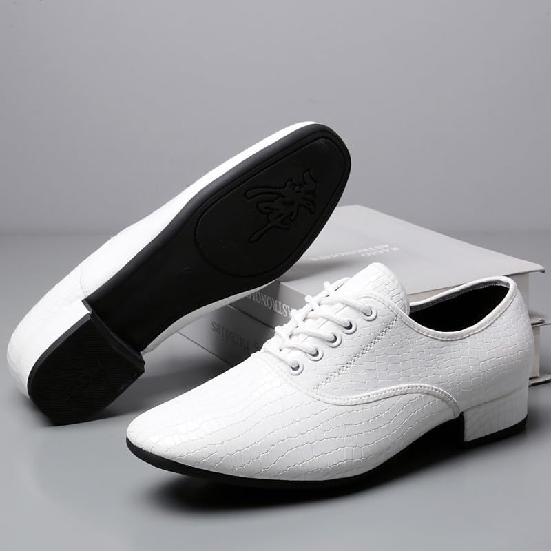 AOQUNFS Men's Latin Dance Shoes 1 Inch Black Leather Sole Ballroom Salsa Tango Waltz Character Shoe,Model X301