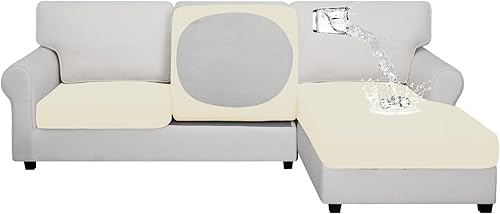 Miniatura 1 de Easy-Going Fundas de cojín 100% impermeables de 3piezas para sofá, seccional, izquierdo y derecho en forma de L, funda antideslizante para sofá,