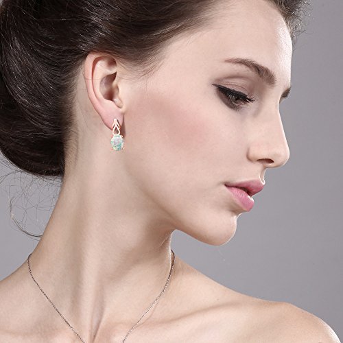 Gem Stone King 18K Rose Gold Plated Silver 9X7MM Oval Gemstone Birthstone Drop Dangle Earrings For Women3