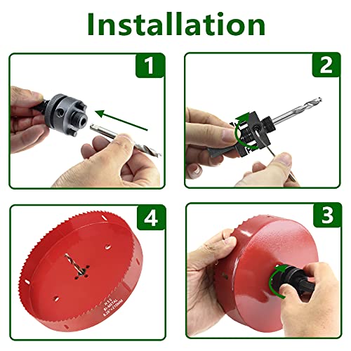 Image of Luomorgo 210mm /8 1 /4 inch Hole Saw with Arbor | 1 1 /4 inch Cutting Depth, HSS Bi-Metal, For Wood Cornhole Boards Plastic Drywall & Metal Sheet