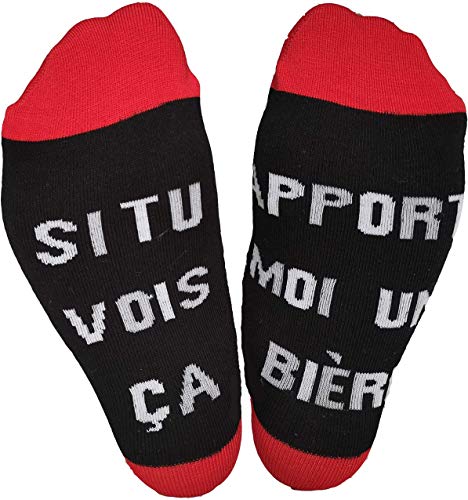 cheap4uk Chaussettes Si Tu Vois ça Apporte Moi Une Bier Fantaisie Noël Chaussettes Drôles Chaussettes Courtes Fantaisie Cadeaux Nouveauté pour Les Amateurs Homme Femme Couple Funny Socks (Noir Biere) Cover