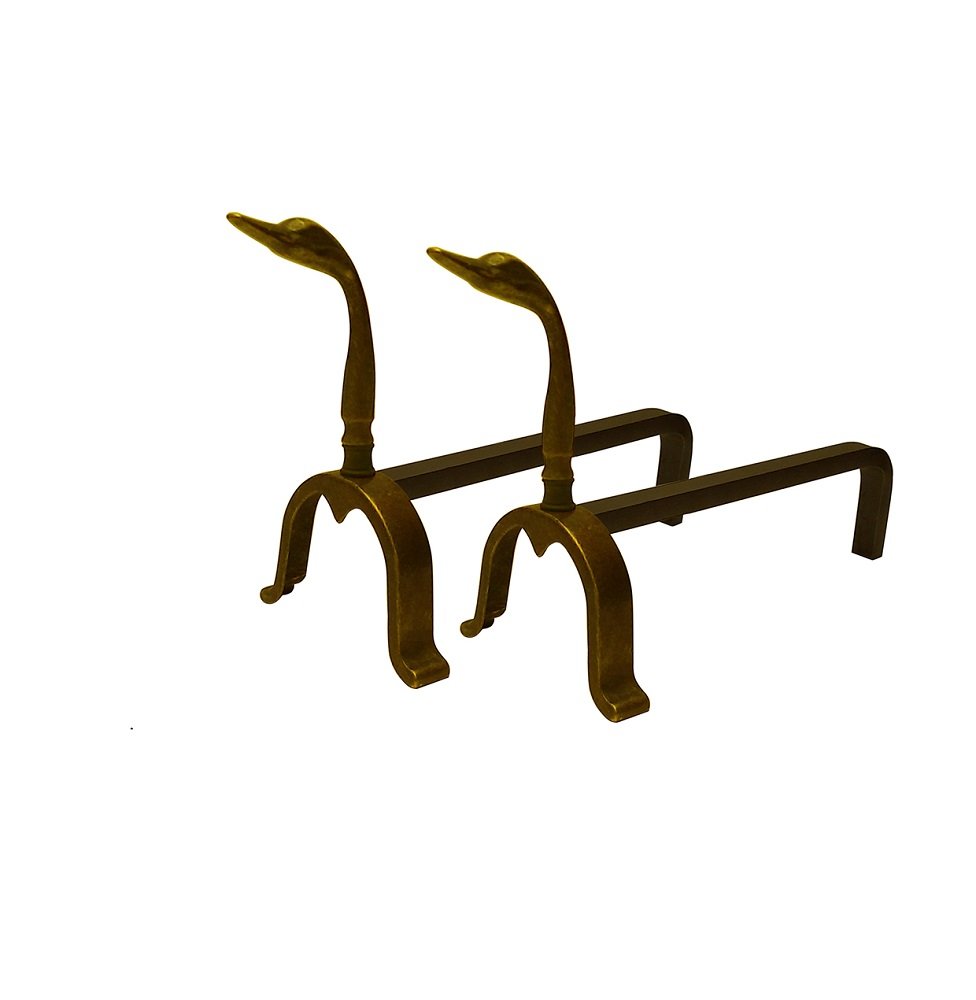 COPPIA ALARI CAMINO BRUCIALEGNA OTTONE BRUNITO ART.2150B