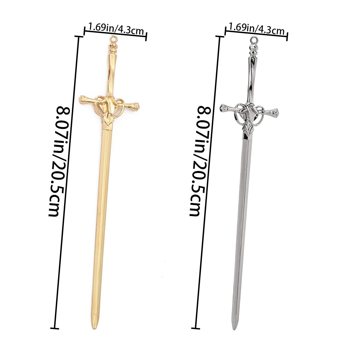 8 PCS Metal Sword Hair Sticks - Vintage Chinese Style Chopsticks for Girls and Women - Simple and Elegant Hair Pins Headdress - Image 2