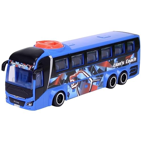 Dickie Toys - Autobús de Juguete Man Lion's Coach Azul, 27cm, Autocar con Función de Dirección, A Partir de 3 años (203744017)