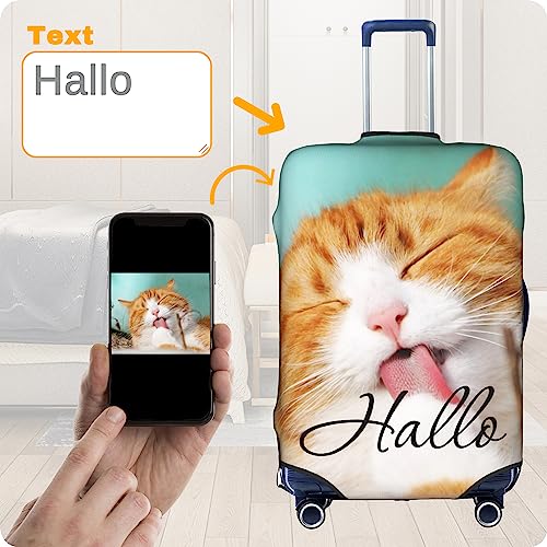 Custom Luggage Cover for Suitcase Personalized Suitcase Cover Add Your Photo Text LOGO Customized Elastic Washable Travel Luggage Cover Protector Baggage Covers (M)2