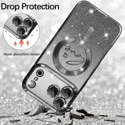 Image of ZIYE Magnetic Case Designed for iPhone 18 Pro Max Glitter Case -Black