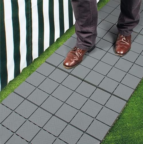 Ram© Grey Garden Interlocking Heavy Duty Garden Tiles Path Decking for Deck Lawn Garden x 5