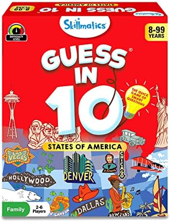 Skillmatics Card Game - Guess in 10 States of America, Gifts for 8 Year Olds and Up, Quick Game of Smart Questions, Fun Family Game