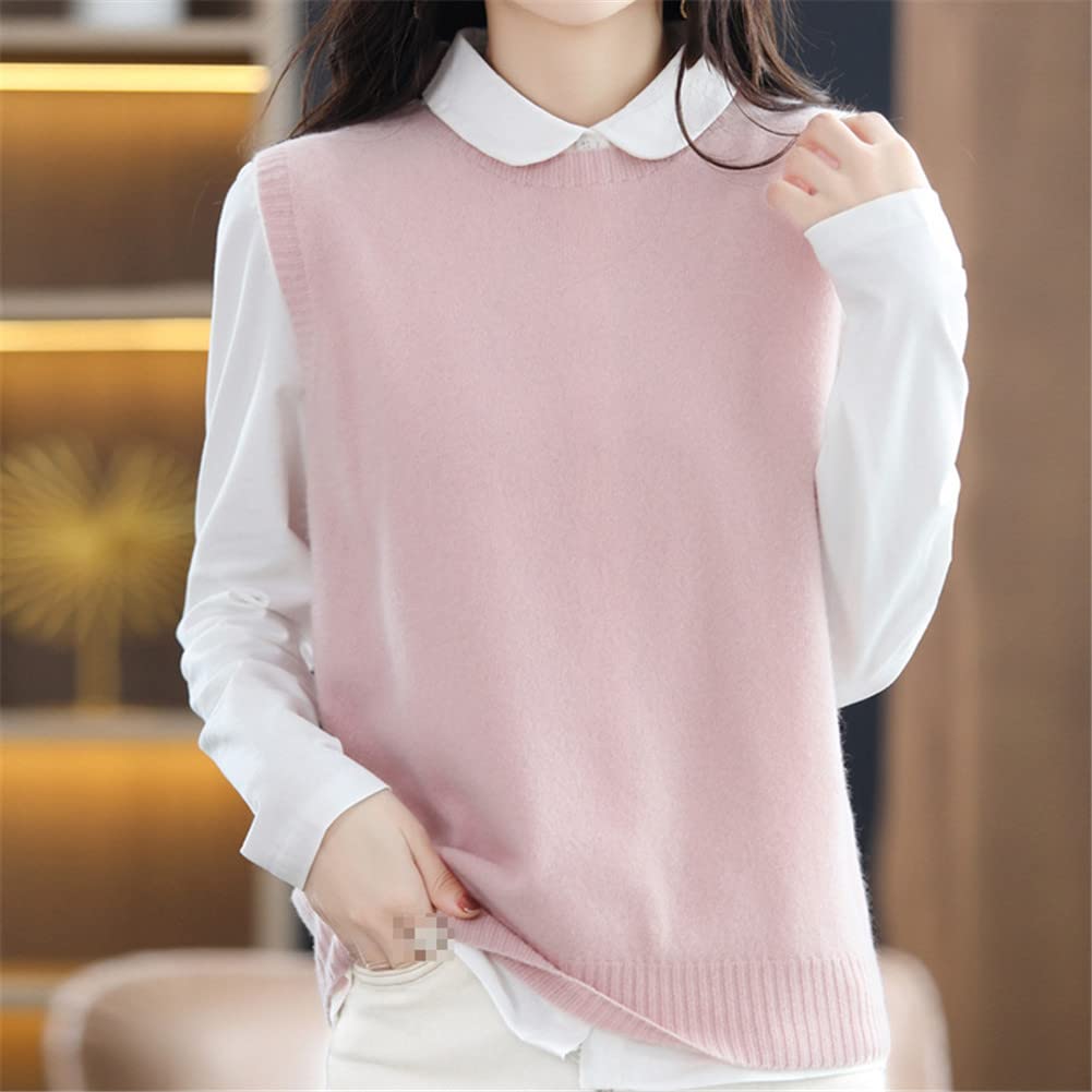 Vsadsau Maglieria Donne Maglione Gilet 100% Lana Merino Maglioni Lavorati A Maglia Maglione Senza Maniche Girocollo Pullover Maglione