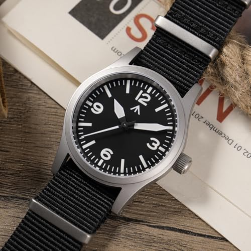 Image of Militado ML05 38mm VH31 Quartz Watch - Domed Sapphire Crystal Field Watch C3 Super Luminous Retro Sweep Wrist Watch for Men 100M Waterproof