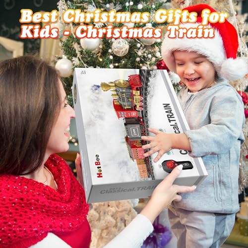 Hot Bee Train Set, Remote Control Train Toys with Luxury Tracks, Christmas Train Sets for Around the Tree,Toy Train with Smokes, Lights & Sound,Model Train Set for 3 4 5 6 7+ Years Old Boys Gifts Kids - Thumbnail 6