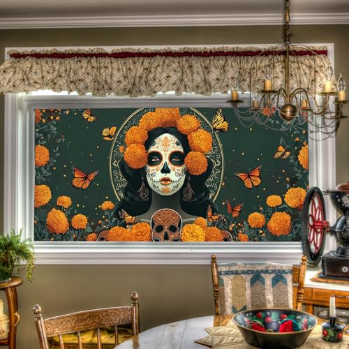 Vinilo decorativo para ventana Día de Muertos 39.3x17.7 pulgadas miniatura 1