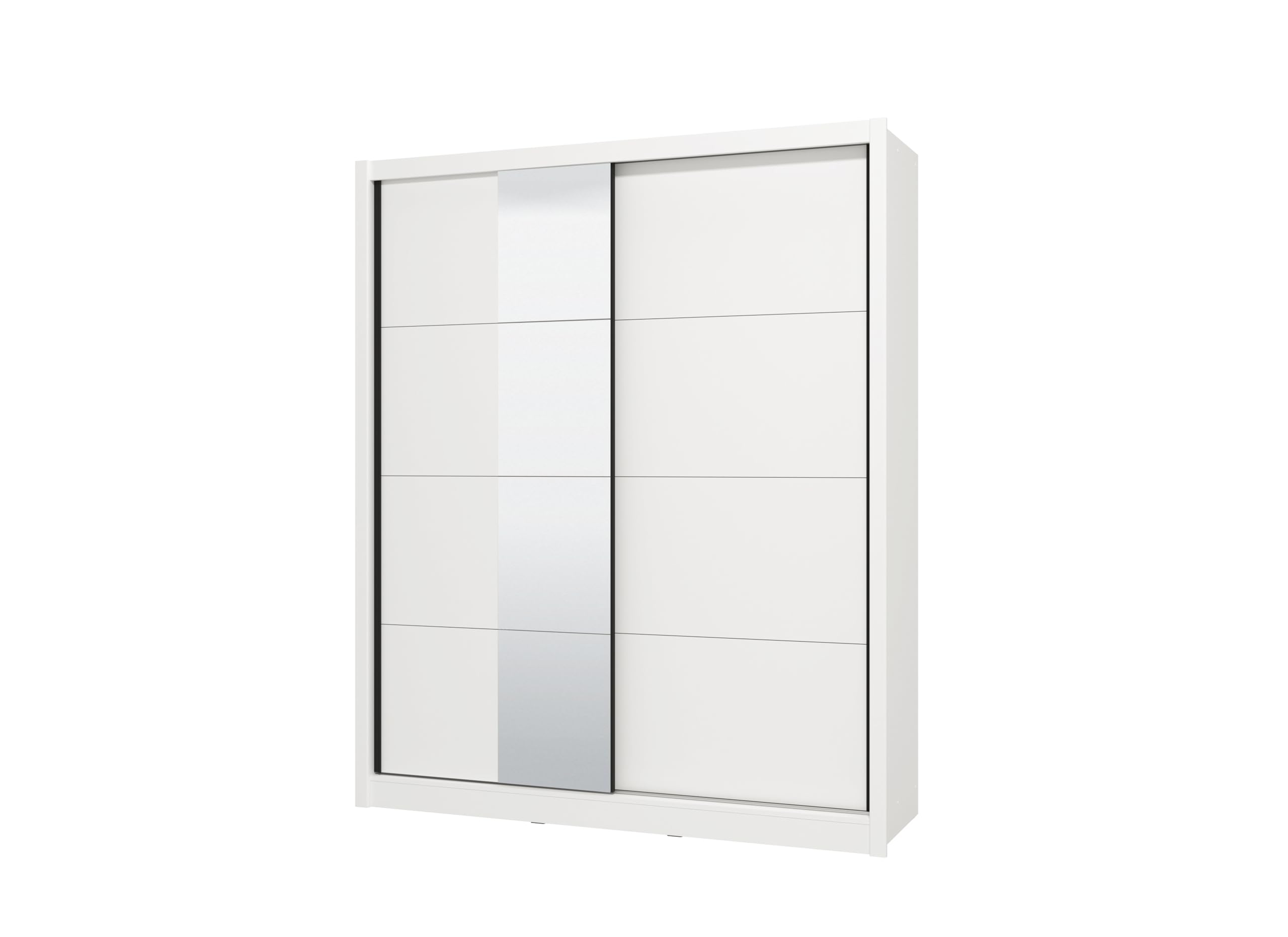 Arredo Stock Armadio moderno in MDF bianco 2 ante scorrevoli con specchio 180X59,8X215,5 cm