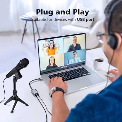 Image of Technoview USB to Audio Adapter with 3.5mm Jack USB Sound Card USB External Stereo Sound Adapter Splitter Converter for Windows and Mac, Linux, Laptop, PC, Compatible with PS4,PS5,Headset,Plug & Play