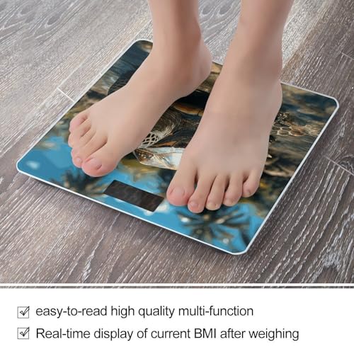 Báscula digital de baño con diseño de tortuga y palmeras miniatura 5
