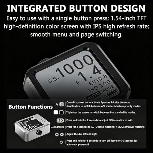 Medidor de luz digital con rango EV 1-22 y sensor de alta precisión OLED 4