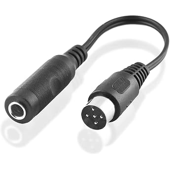 20 cm Audio Stereo Cable Aux in Out 6.3 mm Jack Socket Female to 5-Pin Dice Plug Male Black
