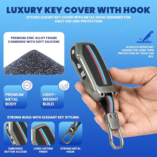 Image of Coll of Fest Premium Metal Silicon Key Cover Compatible with Kia Sonet 2024 | Sonet 2025 | Seltos 2024 | Seltos 2025 | Seltos 2023 | Carens | HTE, 3 Button Flip Key Cover Glow in the Dark