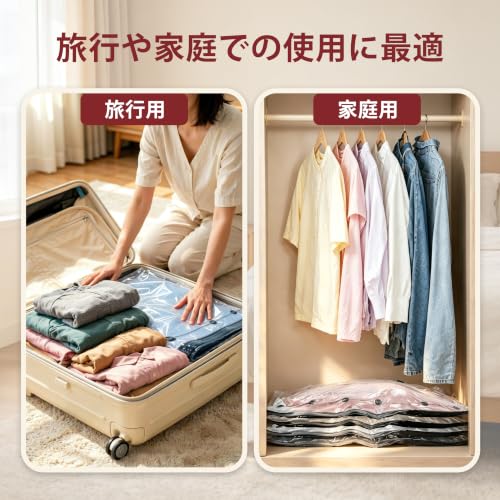 Image of Travel Vacuum Bags for Clothing with Cordless Pump 12 Combo, Clear