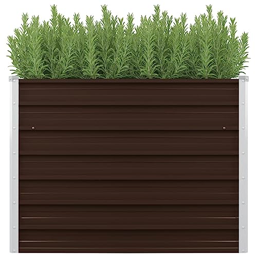 BUKSCYJS Fioriera Con Traliccio,Porta Vasi Da Esternoletto Rialzato Giardino Marrone 100x40x77 Cm In Acciaio Zincatoadatto Per Interni Ed Esterni, Bancone, Giardino, Balcone