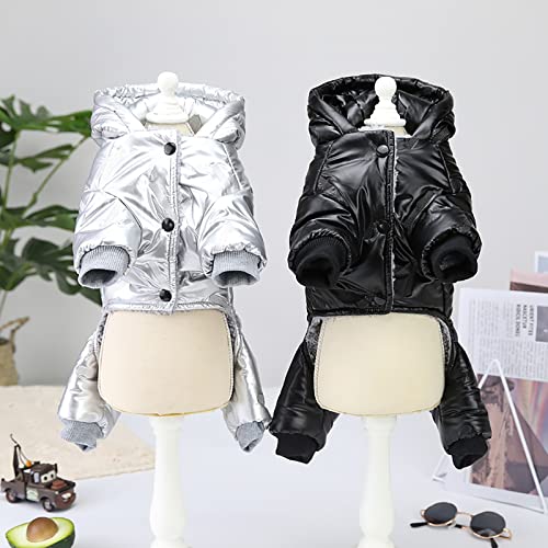 Izefia Hundemantel Winddichte Jacke Kalter Wettermantel 4 Beine Warmer Hundeoverall Winter Dicke Kleidung Schneefester Mantel Baumwollhundemantel für Kleine Hunde Mittelgroße Katzen