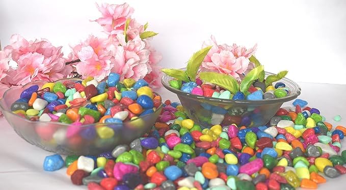 Colored Decorative Multicolor Stones for Vivarium, Outdoor Decoration, Art & Craft, Vase Fillers, Aquarium, Fish Tank, Aquarium, Lawn, Multi-Purpose Unplanted Substrate for Vivarium-image-46