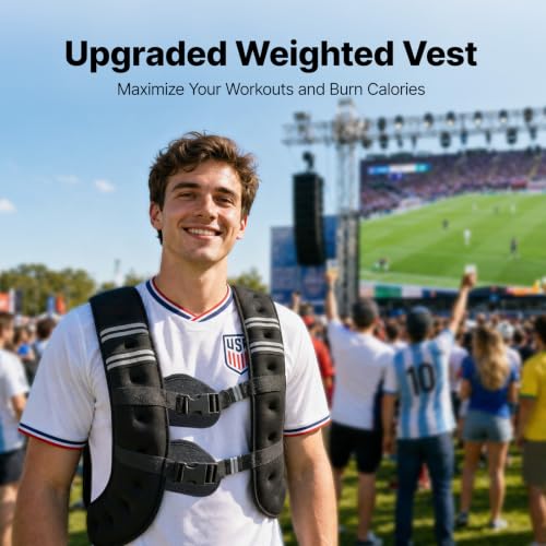 Image of VEVOR Weighted Vest, 12 /16 /20 /30 lbs Weight Vest with Reflective Stripe, Adjustable Buckle Body Weight Vest, Workout Equipment for Strength Training, Running, Jogging, Fitness, and Weight Loss