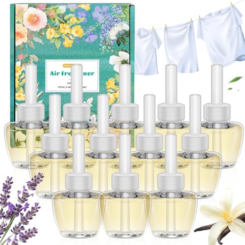 SCENTORINI Duftölflakon Nachfüller Kompatibel Mit Air Wick und Glade Duftstecker 12 x 19 ML Lavendel Leinen Vanille Duft Raumduft Lufterfrischer Raum Duftöl