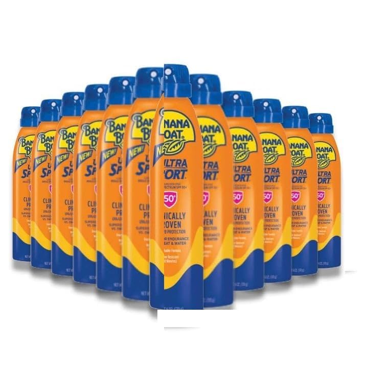 Case Pack Banana Sport Sunscreen Spray, SPF50 sun protection, 6 oz case of 12
