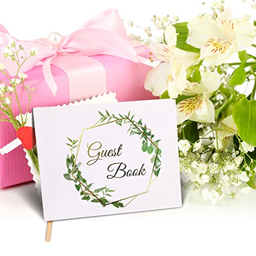 Dicang Wedding Guest Book - Sign In Guest Book Wedding Reception - 120 Pages Wedding Registry Guestbook With Gold Foil, Gilded Edges And Two Markers Pen, Guestbook Wedding 9 X 7 Inch #TOP2