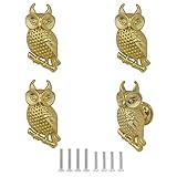 Cabinet Knobs, Vintage Decorative Metal Owl Knobs Pulls Handles for Door Drawer Cupboard Closet, Antique Dresser Knob Kitchen Home Hardware Furniture Handle 4Pcs (Gold)