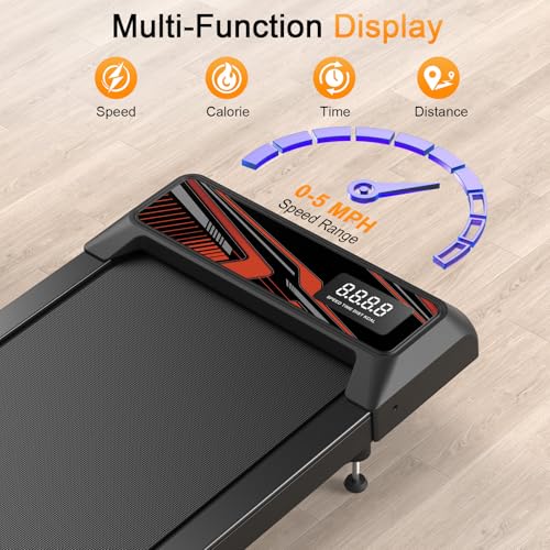Image of Walking Treadmill Pad with Adjustable Incline, Portable Walking Treadmill Under Desk with Handle Bar 2.5HP for Home and Office 265Lbs Weight Capacity with LED Display APP