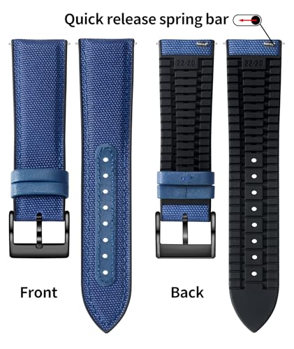 Image of BINLUN Nylon Silicone Watch Bands 18mm 19mm 20mm 21mm 22mm Quick Release Canvas Rubber Hybrid Watch Strap Replacement Watchband for Men Women 9 Colors Silver /Black Buckle