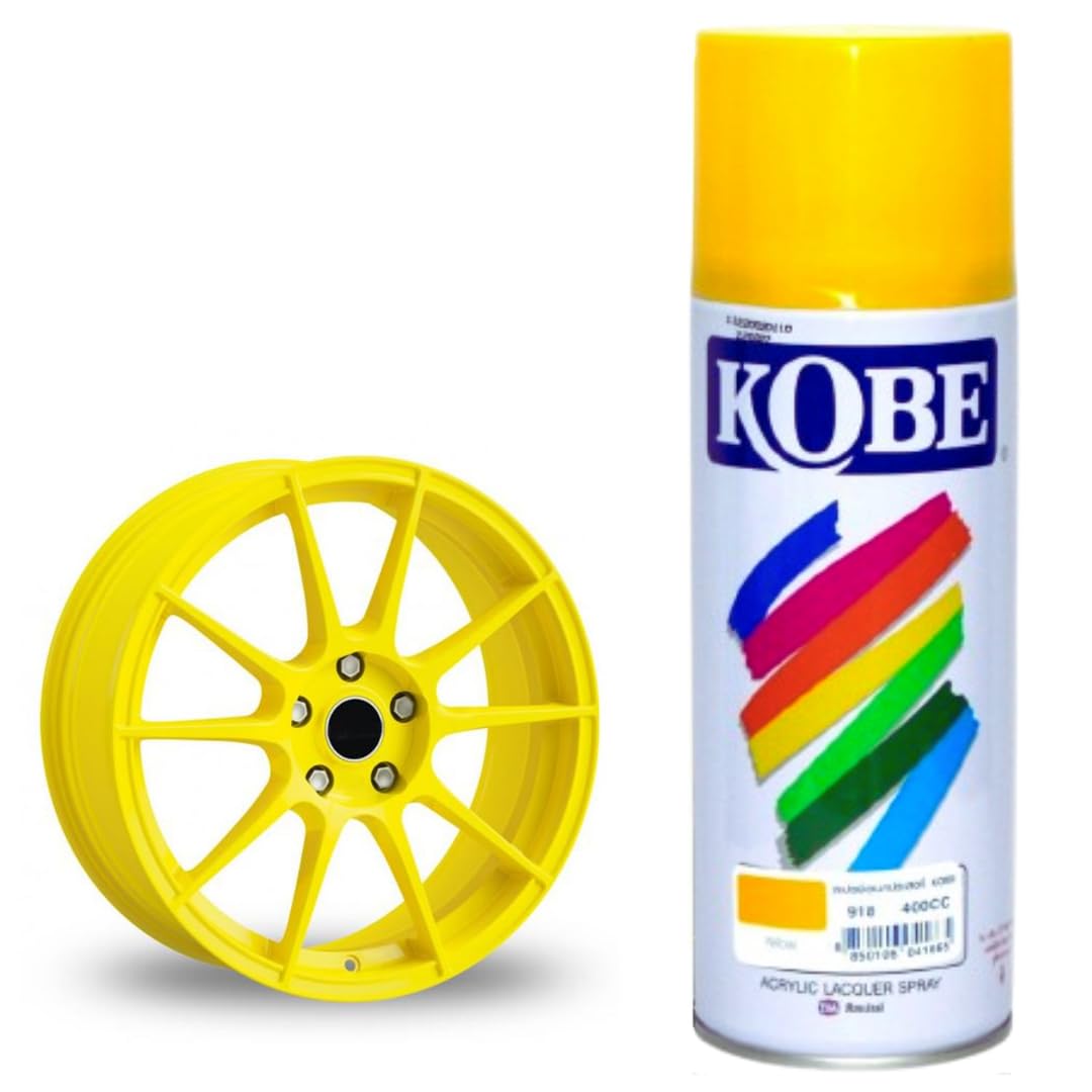 Kobe Spray Paint Yellow Gloss Finish Acrylic Multipurpose 400ml for Metal, Wood, and Walls | DIY, Quick Drying