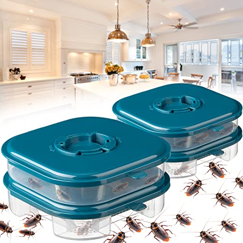 Qualirey 2 Pcs Roach Traps Indoor Cockroach Killer Indoor Infestation Roach Bait Traps for Car Inside House Motels
